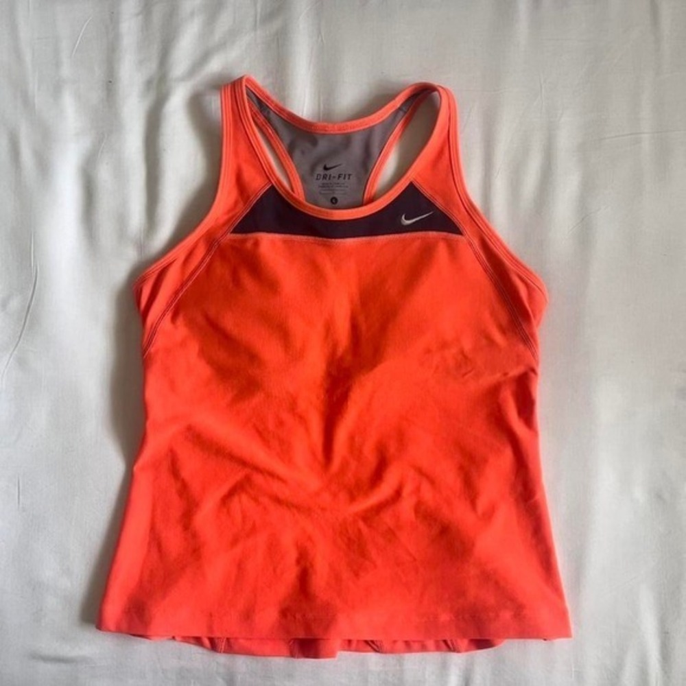 Y2k Nike Racerback Tank Top Womens Sz L Orange Sporty Running Yoga - Picture 2 of 8